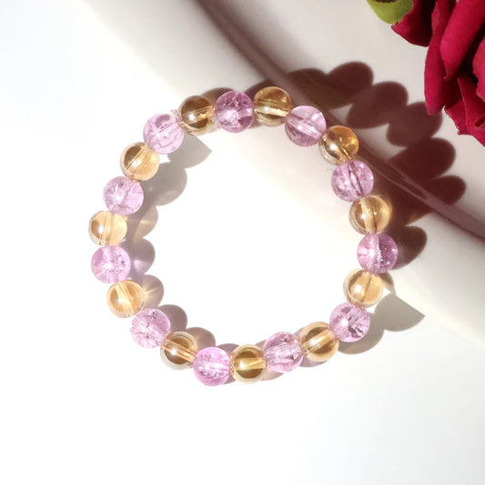 Elegant Dual-Tone Crystal Beaded Stretch Bracelet – Stylish Wristwear (1 Pc)