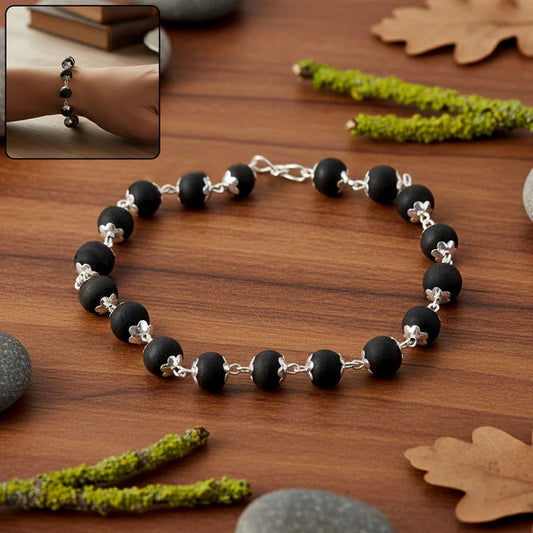 Karungali Bead Bracelet with Silver Finish Links – Daily Wear Jewelry