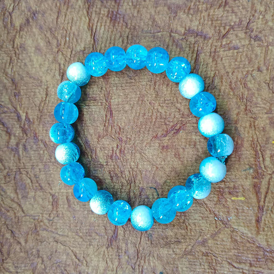 Crystal Crackle Glass Beads Stretch Bracelet