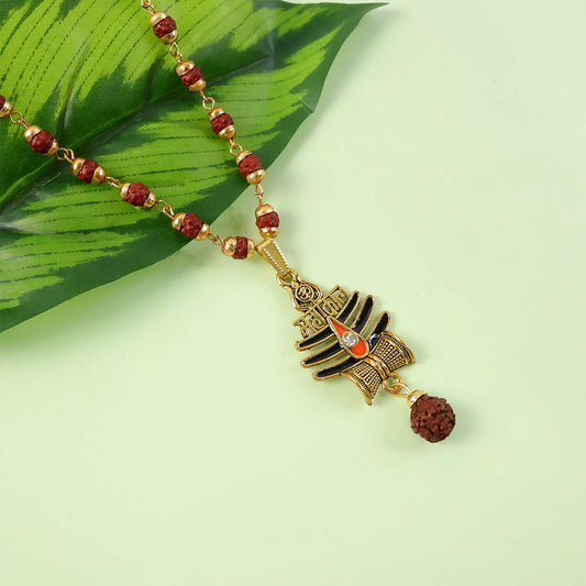 Sacred Mahadev Trishul Pendant Rudraksha Mala