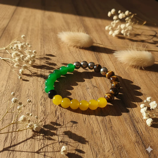 Green and Tiger's Eye Crystal Beads Bracelet
