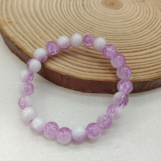 Crystal Crackle Glass Beads Stretch Bracelet – Elegant & Comfortable Wear