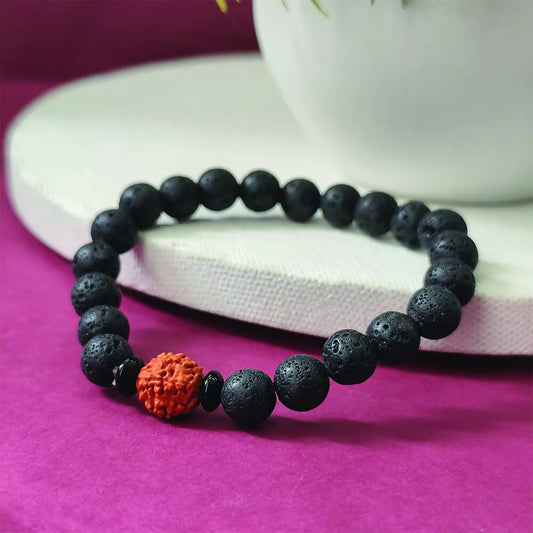 Divine Rudraksha & Lava Stone Energy Bracelet