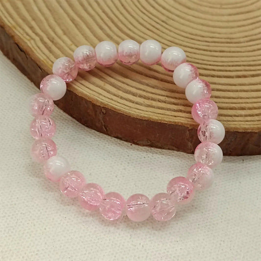Crystal Crackle Glass Beads Stretch Bracelet – Elegant & Comfortable