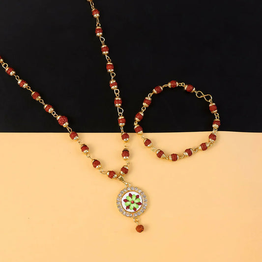 Divine Rudraksha Floral Set – Necklace & Bracelet with Spiritual Energy