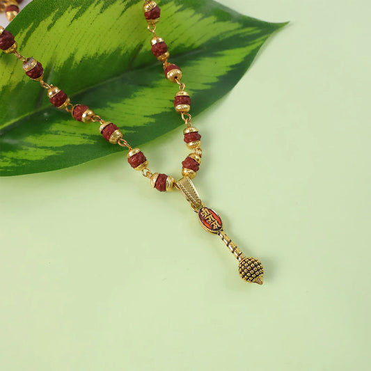 Sacred Ram Naam Gold Pendant Rudraksha Mala – Spiritual Strength & Positive Energy