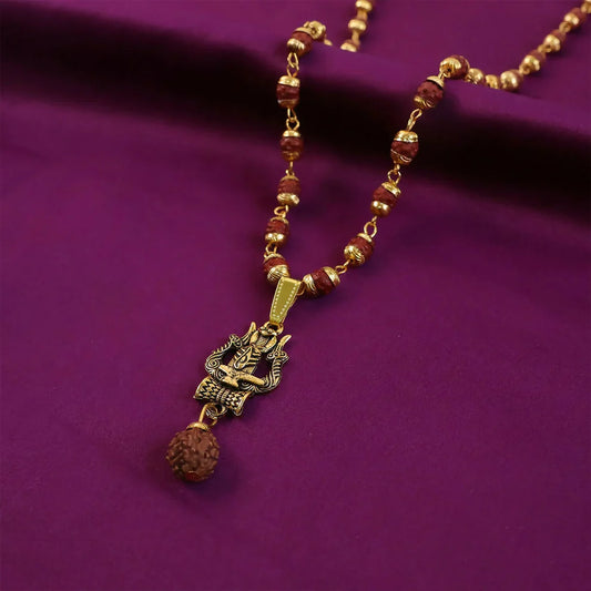 Trishul Shivling Pendant With Rudraksha Bead Necklace Combo