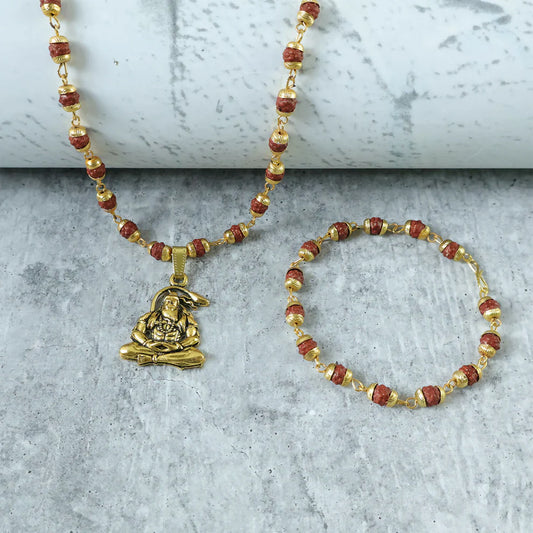 Sacred Hanuman Rudraksha Necklace & Bracelet Combo – Divine Blessings & Positive Energy