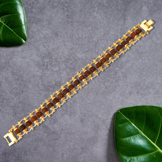Divine Golden Rudraksha Bracelet – Meditation, Yoga & Inner Peace
