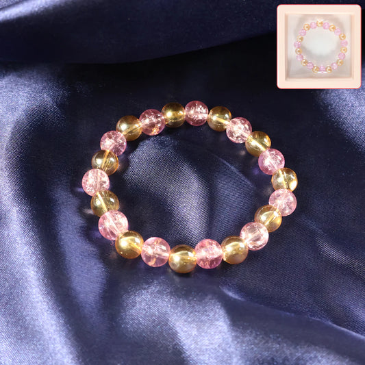 Elegant Dual-Tone Crystal Beaded Stretch Bracelet – Stylish Wristwear (1 Pc)