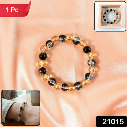 Elegant Dual-Tone Crystal Beaded Stretch Bracelet – Stylish Jewelry (1 Pc)