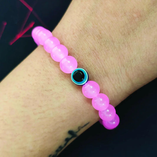 Pink Evil Eye Beads Bracelet