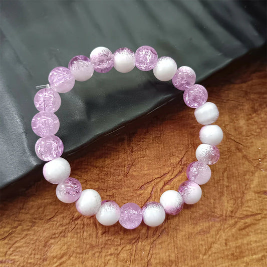 Crystal Crackle Glass Beads Stretch Bracelet – Elegant & Comfortable Wear