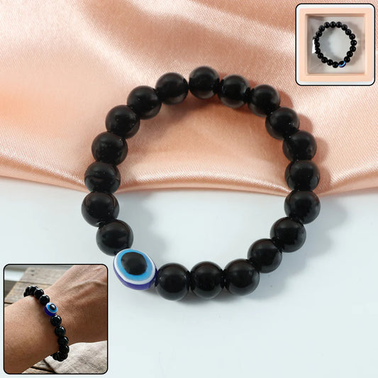 Elegant Dual-Tone Crystal Beaded Stretch Bracelet – Stylish Jewelry (1 Pc)