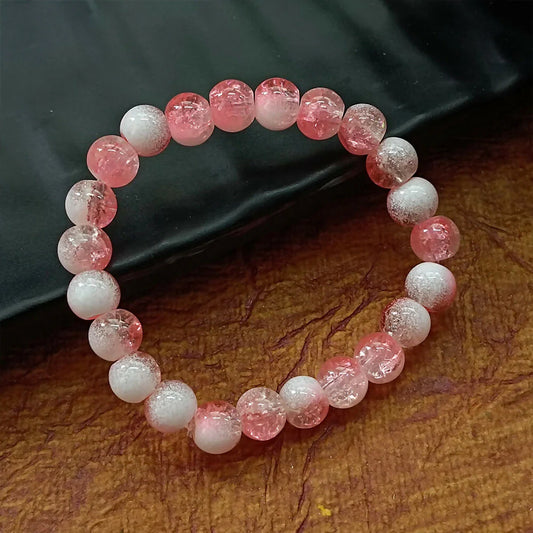 Crystal Crackle Glass Beads Stretch Bracelet - Elegant & Adjustable