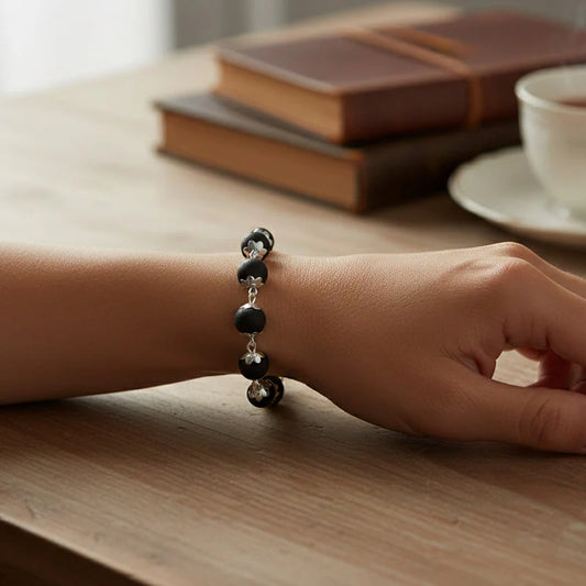 Karungali Bead Bracelet with Silver Finish Links – Daily Wear Jewelry