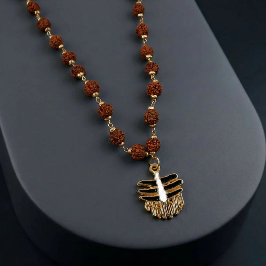 Mahakal Rudraksha Mala with Gold Plated Shiv Pendant