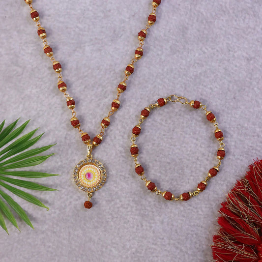 Divine Rudraksha Gold Designer Set – Necklace & Bracelet Set