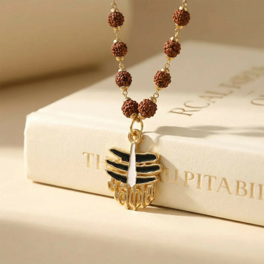Mahakal Rudraksha Mala with Gold Plated Shiv Pendant