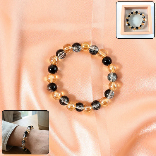 Elegant Dual-Tone Crystal Beaded Stretch Bracelet – Stylish Jewelry (1 Pc)