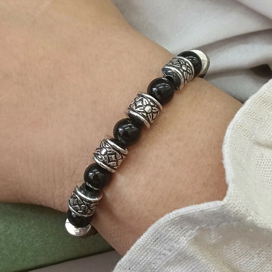 Oxidised Beads Bracelet in Antique Silver Finish – Elegant Jewelry