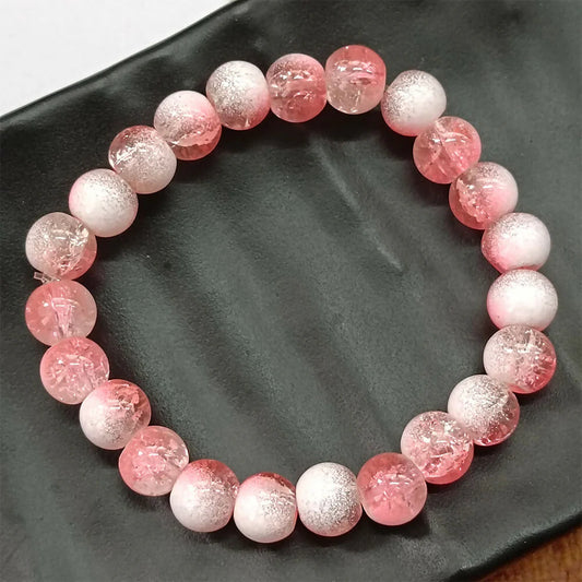Crystal Crackle Glass Beads Stretch Bracelet - Elegant & Adjustable
