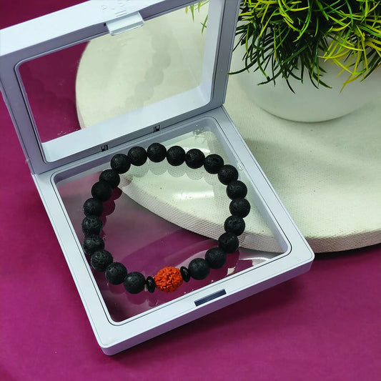 Divine Rudraksha & Lava Stone Energy Bracelet